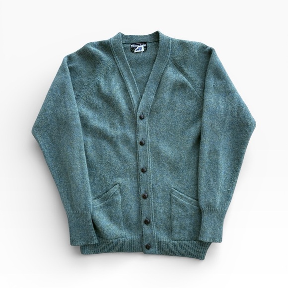 Vintage Other - Vintage 80s Allen Solly 100% Lambswool Moss Green Cardigan Medium